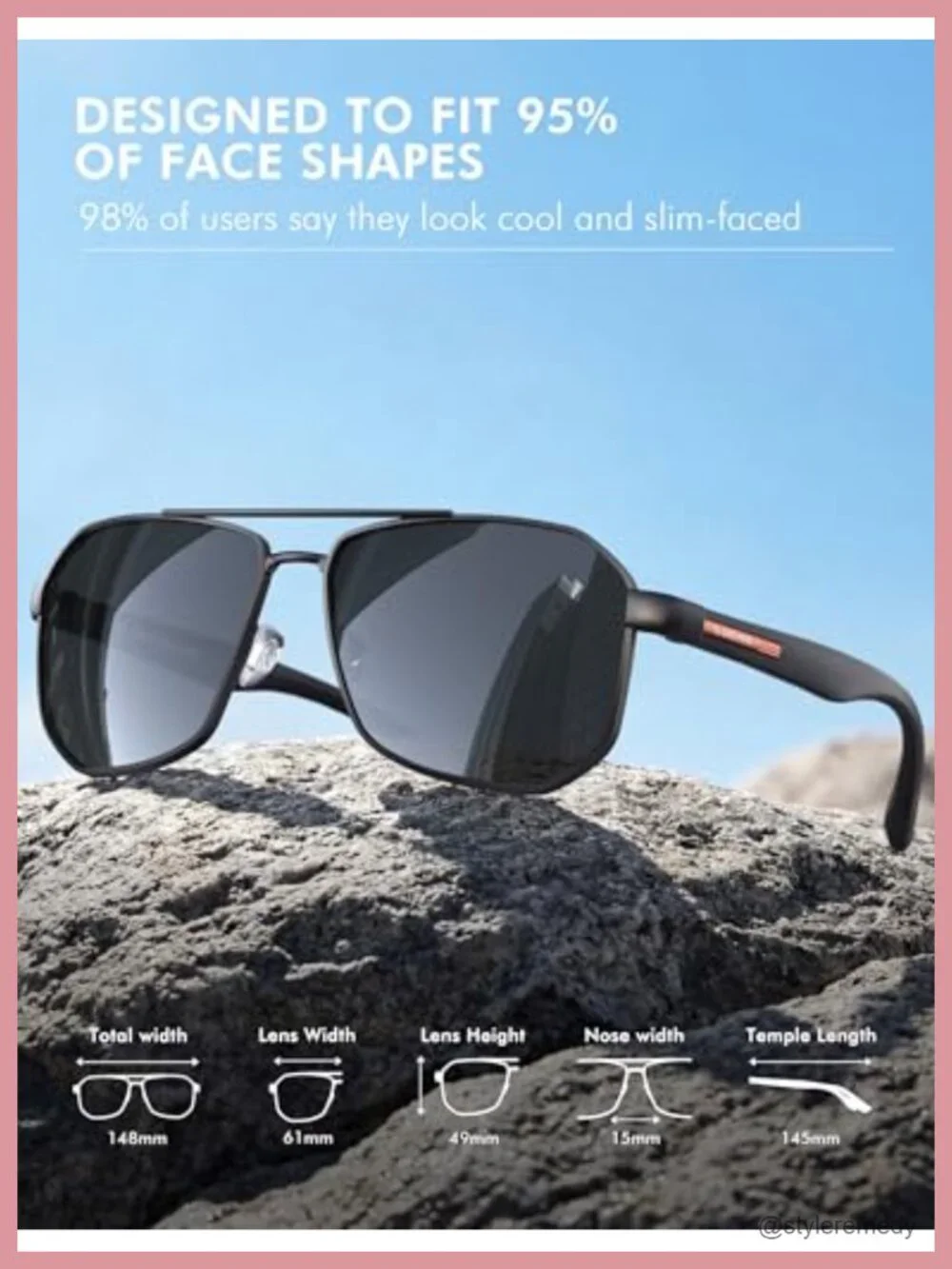 Polarized Square Polygon Sunglasses UV400 with Accessories